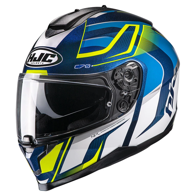 Budget 𧨠Plastic Hjc C70 Lantic Helmet Blue Yellow β€οΈ
