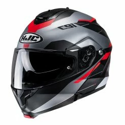 Cheapest 🔔 Plastic Hjc C91 Karan Modular Helmet Red Grey 🎁