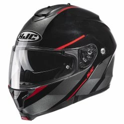 Best Sale 👏 Plastic Hjc C91 Tero Modular Helmet Black Red Fluo 😉