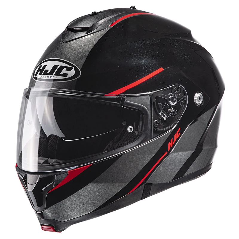 Best Sale ๐ Plastic Hjc C91 Tero Modular Helmet Black Red Fluo ๐
