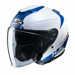 Promo ✨ Plastic Hjc I30 Baras Open Face Helmets White Blue 😍