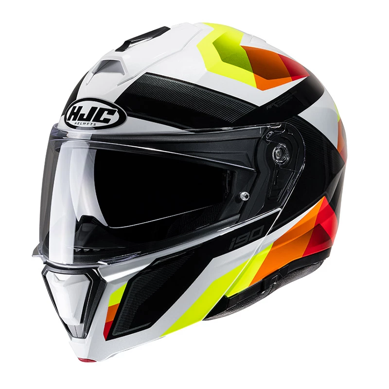 Brand new ๐ฏ Plastic Hjc I90 Lark Modular Helmet Yellow Orange ๐