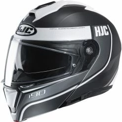 Promo 🔔 Plastic Hjc I90 Davan Modular Helmet Grey White ✨