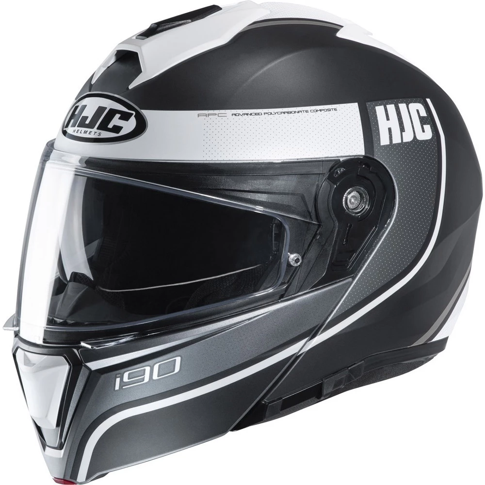 Promo 🔔 Plastic Hjc I90 Davan Modular Helmet Grey White ✨