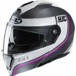 New 😉 Plastic Hjc I90 Davan Modular Helmet Grey Pink ❤️
