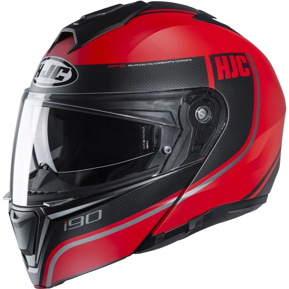 New ๐คฉ Plastic Hjc I90 Davan Modular Helmet Red Black โญ